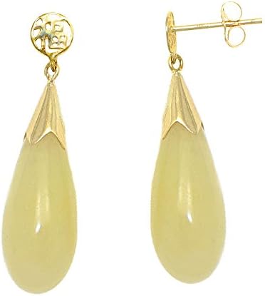 14k Gold Cream Jade Earrings