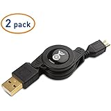 Cable Matters&reg; (2-Pack) Gold-Plated Retractable USB to Micro-USB Charge & Sync Cable - 2.5 Feet