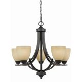 Triarch International 33243 Value Series 240 Collection 5-Light Chandelier, English Bronze with Antiqued Cognac Painted Glass