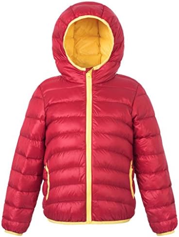 WenVen Children Down Jacket Light Weight(Red,51.18")