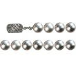 Gray 7.5-8mm Single Strand AS2R2 Cultured Pearl 14k Gold Diamond Clasp Necklace 18" - Dahlia Classic Collection Gray 7.5-8mm Single Strand AS2R2 Cultured Pearl 14k Gold Diamond Clasp Necklace 18" - Dahlia Classic Collection
