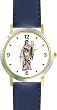 Statue of Justice: Blind-folded Holding Scales - WATCHBUDDY&reg; DELUXE TWO-TONE THEME WATCH - Arabic Numbers - Blue Leather Strap-Size-Women's Size-Small