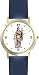 Statue of Justice: Blind-folded Holding Scales - WATCHBUDDY&reg; DELUXE TWO-TONE THEME WATCH - Arabic Numbers - Blue Leather Strap-Size-Women's Size-Small