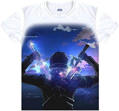 SAO Printed Short Sleeves T-shirt Tee t (XXL (US XL), White)