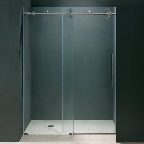 Frameless Sliding Shower Door Frame Finish: Chrome, Glass Type / Door Configuration: Clear / Reversible Door, Size: 60