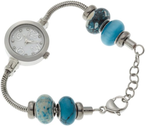 Mon Ami Women’s 23516 Glass Bead Collection White Mother-Of-Pearl Dial Watch