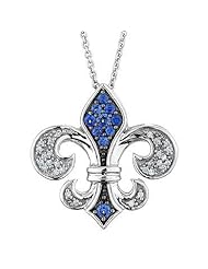 Created Ceylon Sapphire and Diamond Fleur-de-lis Pendant