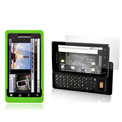 Motorola Droid 2 A955 Rubberized Cool Green Premium Phone Protector Hard Cover Case + Screen Protector w/small microfiber cloth