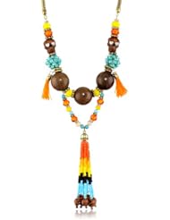 Betsey Johnson "St. Barts" Skull Mixed Bead and Tassel Necklace, 22"