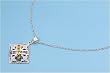 Sterling Silver Necklace - Fleur De Lis with Multi-Color CZ - 23mm Pendant Height