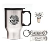Michigan Wolverines Travel Mug, Bottle Stopper and Scoop Key Chain Gift Package