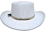 Canvas Style Straw Gambler Hat in White