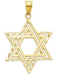 14k Yellow Gold Solid Satin Star of David Charm. Metal Wt- 1.98g