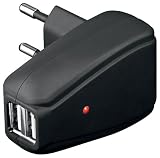 Wentronic USB Reiseladeadapter (230V auf 2x USB (2A)) schwarz