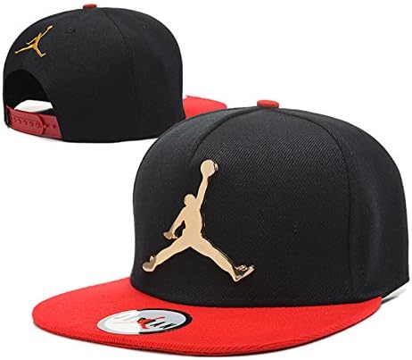 Fashion Golden Metal Michael Jordan Snapback Hats Baseball Caps (black&red)