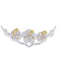 Hawaiian Theme Sterling Silver 2-Tone Triple Hibiscus Flower, Slider Pendant, 1 3/4 (43 mm) wide