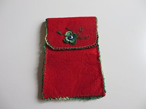 Red Felt Handmade Iphone 4-5-5s Case with Evil Eye / Red Felt Cigarette Case / Mothers Day Gift