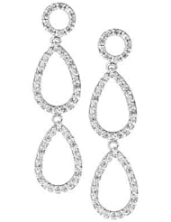 14K White Gold Diamond Dangle Earrings (0.62 Cttw, Si Clarity, G Color)