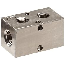 Polyconn PCM10-125-02NP Nickel Plated Aluminum Manifold, 1/4" NPT Female x 1/8" NPT Female, 2 Stations