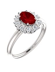 Platinum 7.00x5.00mm Oval Cut Ruby and Diamond Ring -- LIFETIME WARRANTY