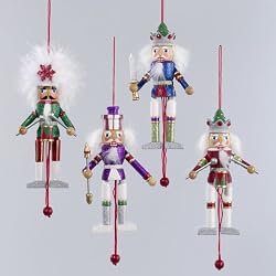Pack of 8 Christmas Nutcracker Pull Puppet Ornaments 5"