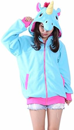 SZTALE Unisex Cosplay Costumes Plush Animal Jacket Unicorn Hoodie Sweater Blue