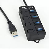 Lerway USB 3.0 4 Port High Speed Hub Adapter LED Indicator for PC Computer Laptop 5Gb/S Win 7