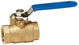 Homewerks 114-2-1-1 No-Lead Full Port Packing Gland Ball Valve with 1/4-Turn, Female Thread x Female Thread, Brass, 1-Inch