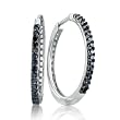 1/4ct tw Black Diamond Hoop Earrings set in Sterling SIlver