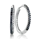 1/4ct tw Black Diamond Hoop Earrings set in Sterling SIlver 41z8 6r10LL. SL160 1/4ct tw Black Diamond Hoop Earrings set in Sterling SIlver
