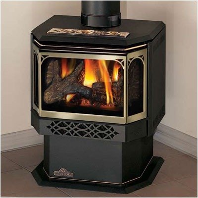 Direct Vent Pedestal Gas Stove Door: Painted Black Finish