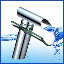 Moderne Wasserfall Luxus Armatur für Küche und Bad - Wasserhahn Designer Bad Einhandmischer Glas