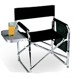 Picnic Time Sports Chair with Table and Pockets - Black