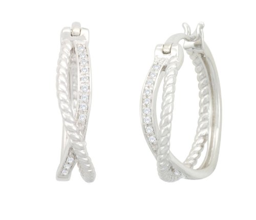 Silver Cross Diamond Earrings (1/10 cttw, I-J Color, I2-3 Clarity)