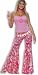 Womens Hippie Costume Pink 70s Print Bell Bottom Pants Womens US Standard (up to 8/10)