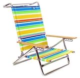 5 position Lay Flat Aluminum Beach Chair - Multi Yellow