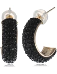 10k Yellow Gold Swarovski Elements Medium Half Hoop Earrings