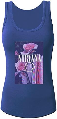 Nirvana flower women's O Neck Tee shirt Blue Small