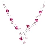 Perfect Gift - High Quality Elegant Rose Necklace with Pink Swarovski Crystals and Crystal Glass (963) for Valentine day Gift Free Standard Shipment Clearance