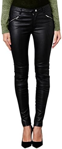 Leatherfads Womens Slimfit Soft Lambskin Leather Pants Small Black
