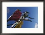 Prayer Flags are Ravaged by the Wind in the Nyele La Pass, Bhutan Framed Photographic Poster Print by Bobby Model, 21x17