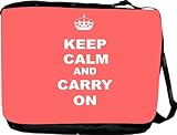 IMAGE OF RikkiKnight® Keep Calm and Carry On - Tropical Pink Messenger Bag - Book Bag ***with matching coin purse wallet*** -School Bag - Reporter Bag - Unisex - Ideal Gift for all occassions!