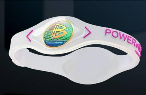 Power Balance Bracelet Wristband White with Pink, Size Small