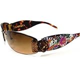 Ed Hardy Ladies Vintage Skull/Butterflies/Roses Sunglasses EHS020 - Cocoa