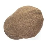 Irish Made Tweed Flat Cap - Brown Herringbone - Large