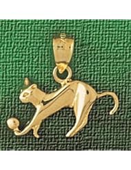 Dazzlers Solid 14k Gold Cat Playing with Ball Charm Pendant Available in three colors from jewelsberry (weights: 1.5 grams only)