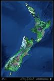 New Zealand from space satellite map, print, poster, photo: 24