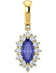 10K Yellow Gold 8.00x4.00mm Marquise Cut Tanzanite and Diamond Pendant -- LIFETIME WARRANTY