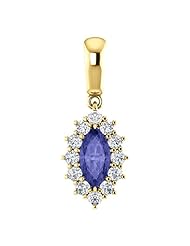 14K Yellow Gold 8.00x4.00mm Marquise Cut Tanzanite and Diamond Pendant -- LIFETIME WARRANTY