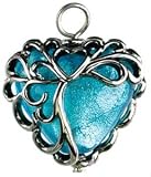 Heart Pendant 18mm 2/Pkg-Turq/Antq Slvr Filigree